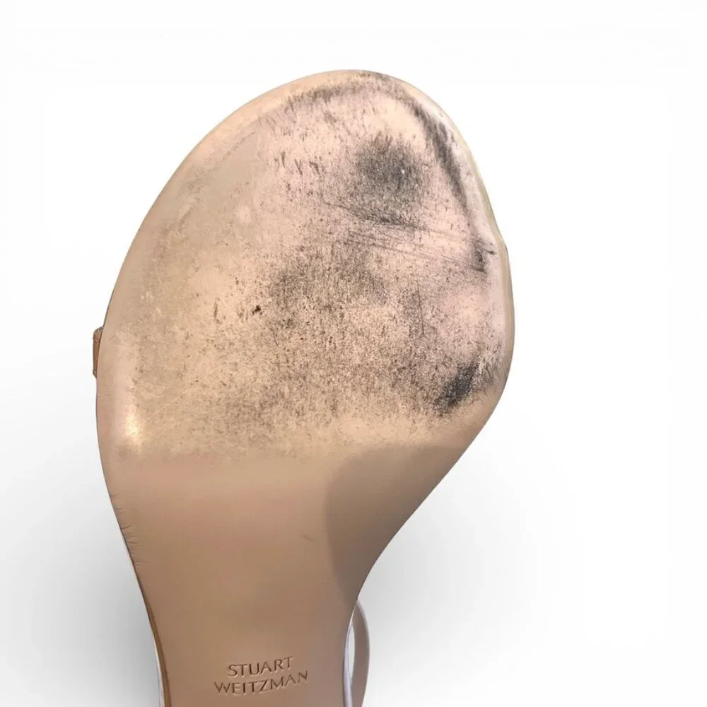 STUART WEITZMAN Nudist 75 Sandals Nude Heel 8.5 w/ Box Dustbag Classic
